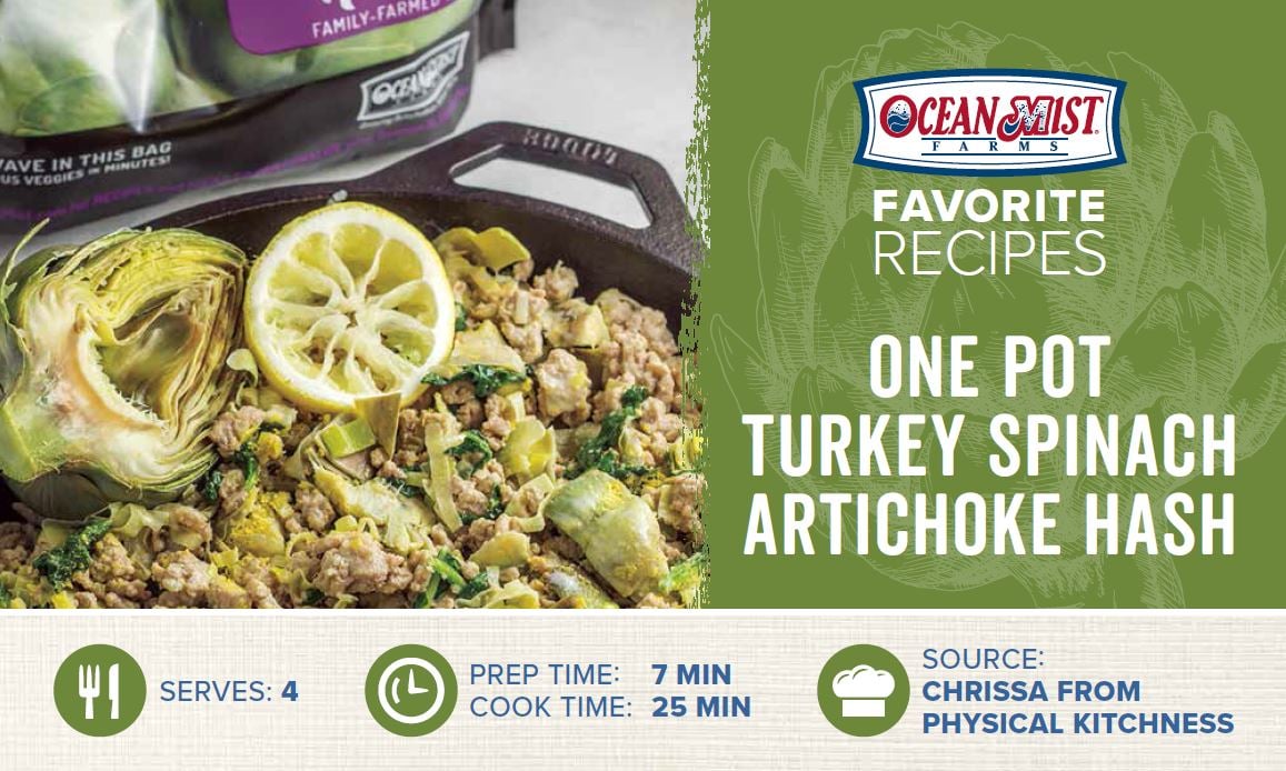 One Pot Turkey Spinach Artichoke Hash- OMF Recipe