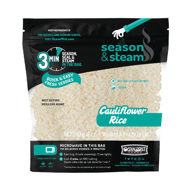 Season and Steam Cauliflower Rice