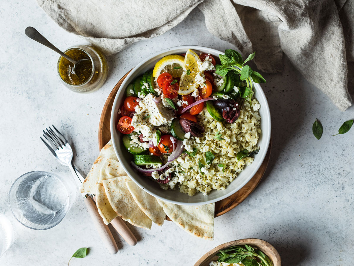 Mediterranean Inspired Cauliflower Rice Bowls
