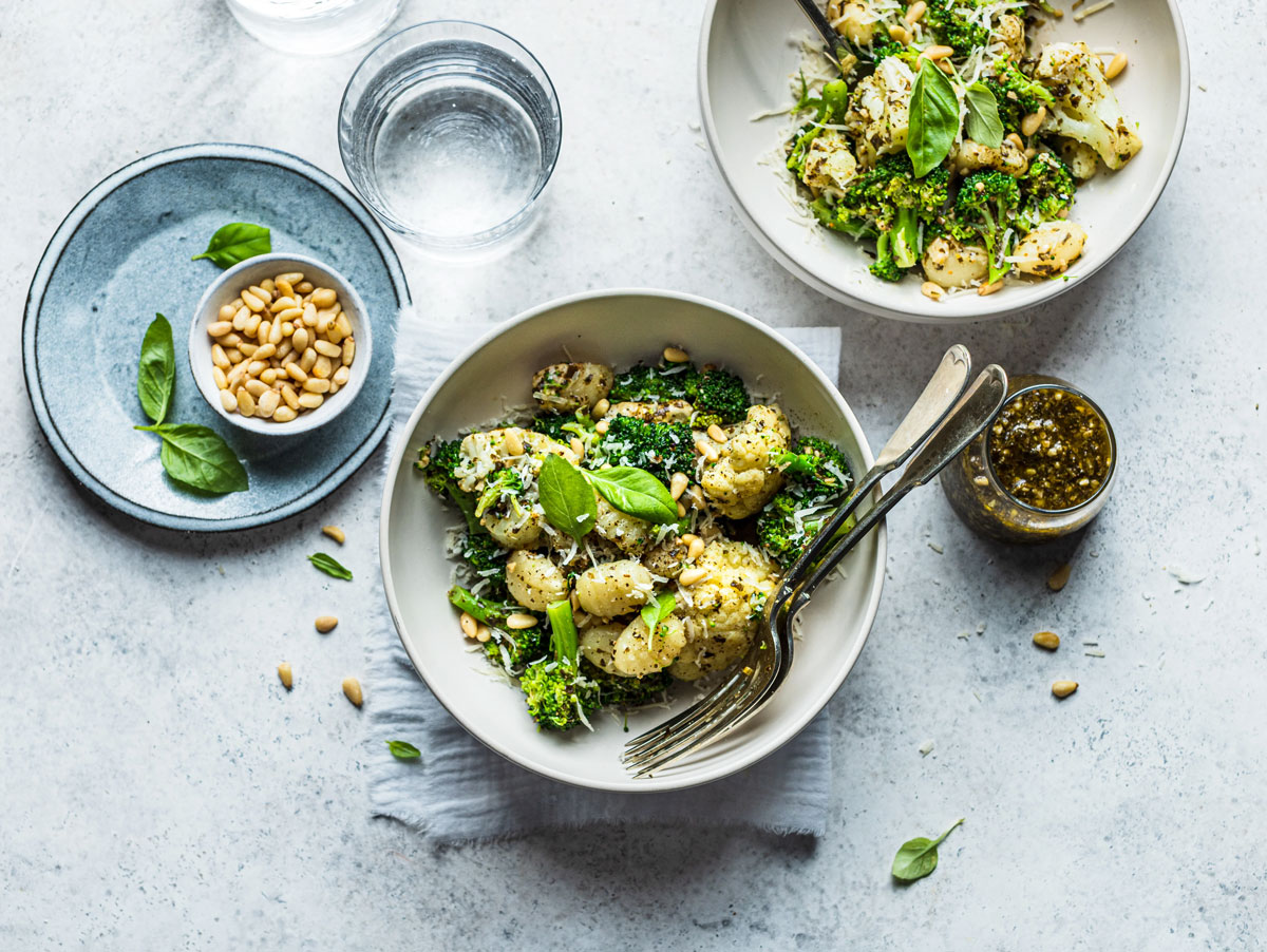 Pesto Broccoli & Cauliflower with Gnocchi