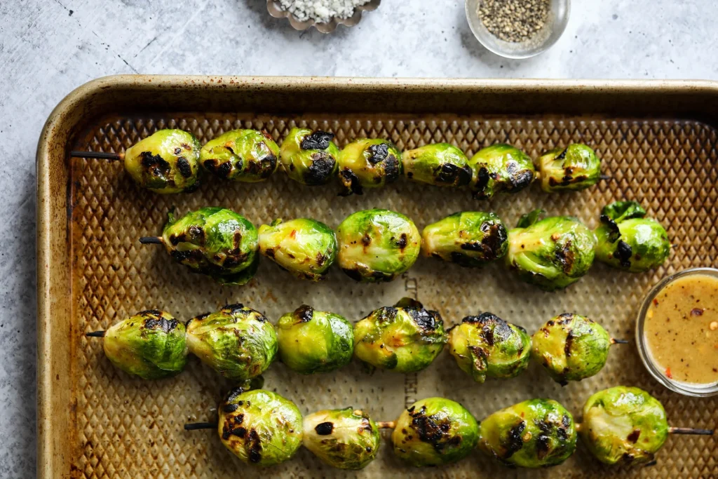 Grilled Brussels Sprouts with Maple-Mustard Glaze