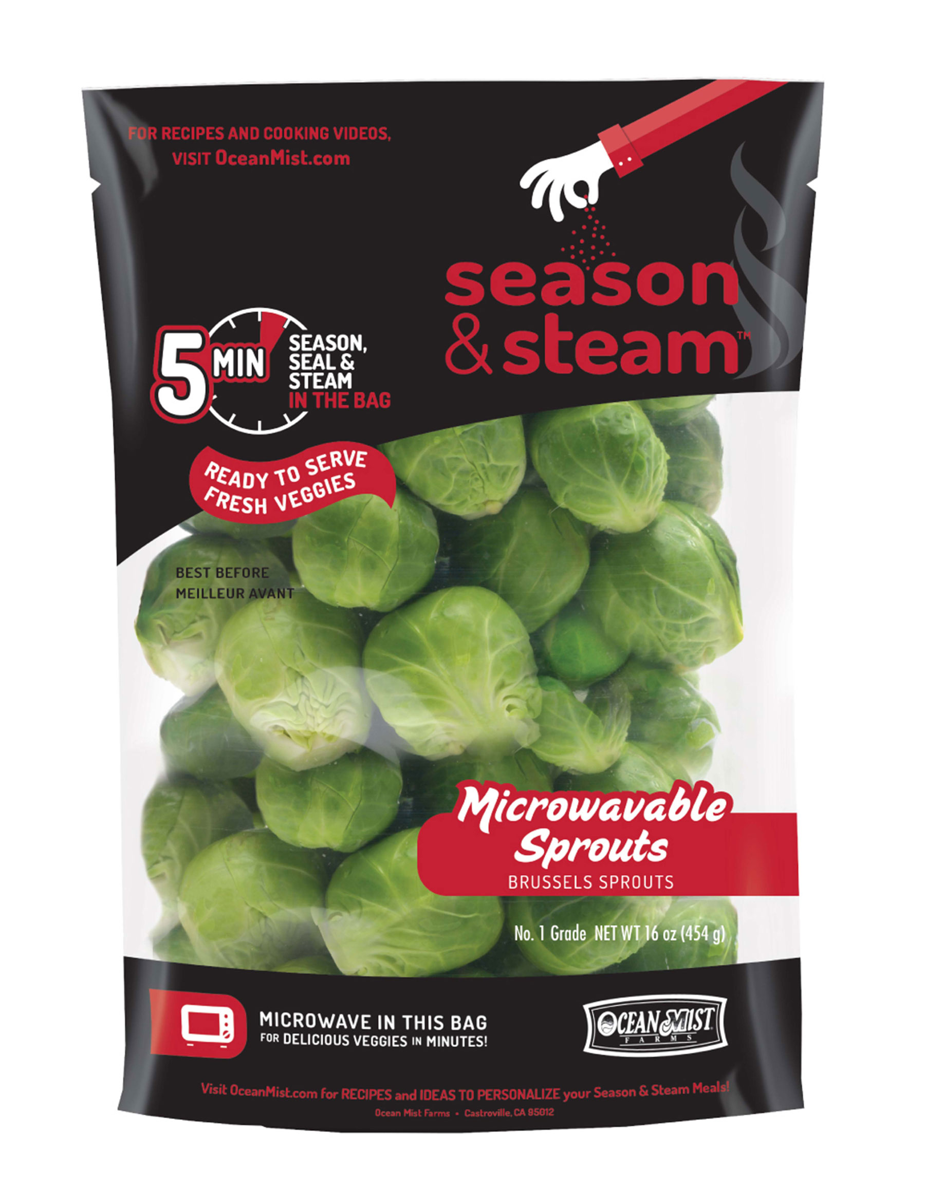 SEASON & STEAM MICROWAVABLE SPROUTS