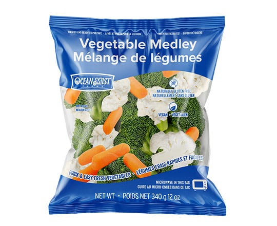 Retail ready vegetable medley bag