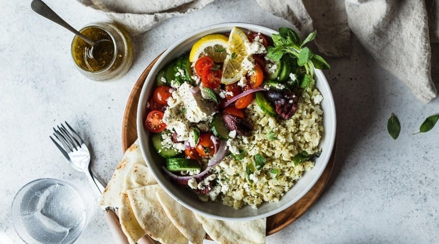 Mediterranean-Inspired Cauliflower Rice Bowl