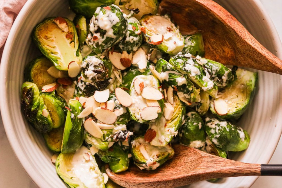 Warm Brussels Sprouts Caeser Salad